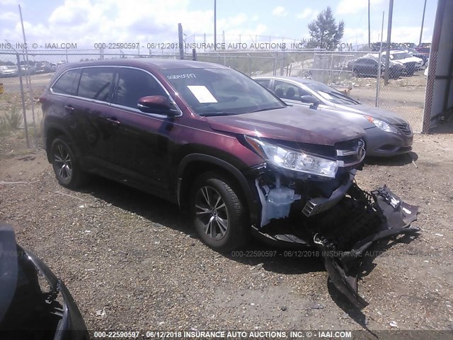 5TDZZRFH3HS222748 - 2017 TOYOTA HIGHLANDER LE/LE PLUS BURGUNDY photo 1