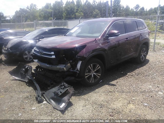 5TDZZRFH3HS222748 - 2017 TOYOTA HIGHLANDER LE/LE PLUS BURGUNDY photo 2