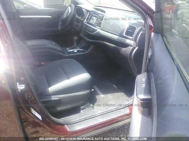 5TDZZRFH3HS222748 - 2017 TOYOTA HIGHLANDER LE/LE PLUS BURGUNDY photo 5