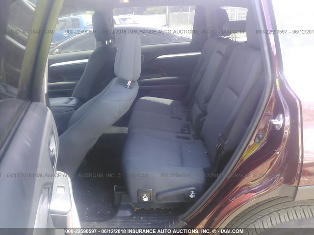 5TDZZRFH3HS222748 - 2017 TOYOTA HIGHLANDER LE/LE PLUS BURGUNDY photo 8