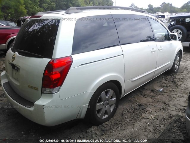 5N1BV28U35N112679 - 2005 NISSAN QUEST S/SE/SL WHITE photo 4