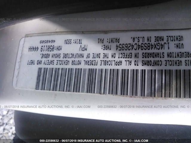 1J4GX48S94C426954 - 2004 JEEP GRAND CHEROKEE LAREDO/COLUMBIA/FREEDOM 白色 照片 9