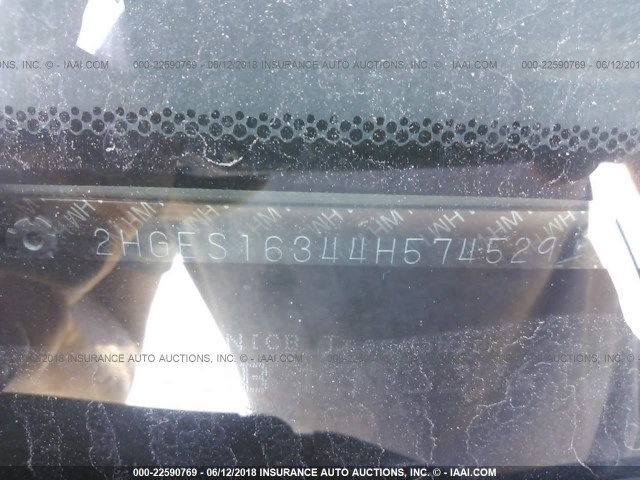 2HGES16344H574529 - 2004 HONDA CIVIC DX VP ვერცხლისფერი ფოტო 9