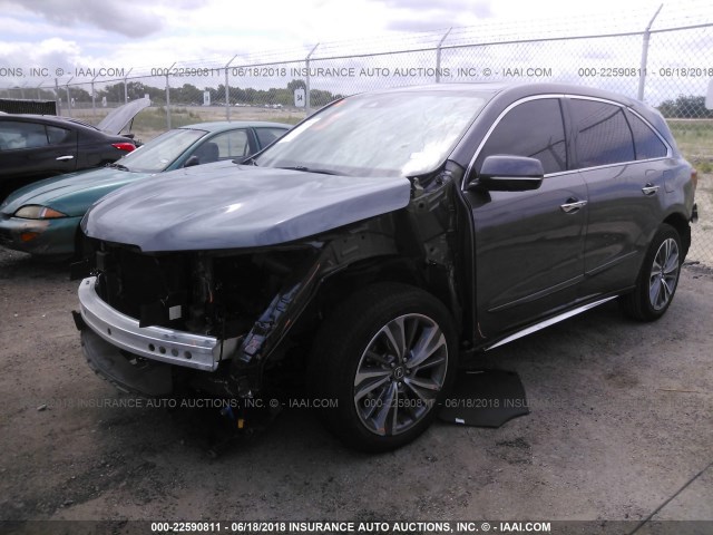 5FRYD3H54HB005383 - 2017 ACURA MDX TECHNOLOGY GRAY photo 2