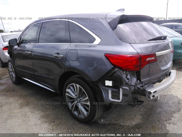 5FRYD3H54HB005383 - 2017 ACURA MDX TECHNOLOGY GRAY photo 3