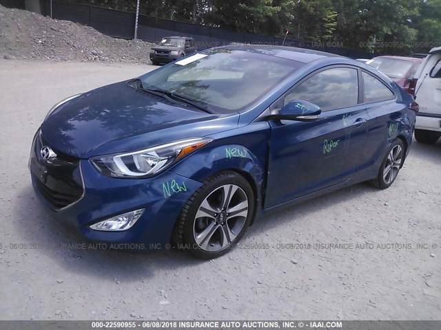 KMHDH6AH8EU026388 - 2014 HYUNDAI ELANTRA COUPE GS/SE BLUE photo 2