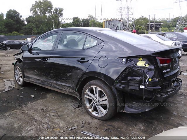 KMHD84LF3JU479487 - 2018 HYUNDAI ELANTRA SEL/VALUE/LIMITED BLACK photo 3