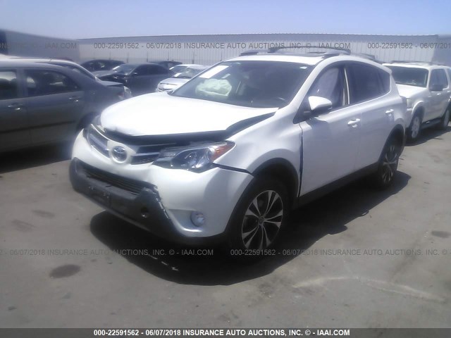 2T3YFREV8FW172484 - 2015 TOYOTA RAV4 LIMITED WHITE photo 2