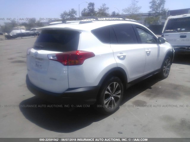 2T3YFREV8FW172484 - 2015 TOYOTA RAV4 LIMITED WHITE photo 4