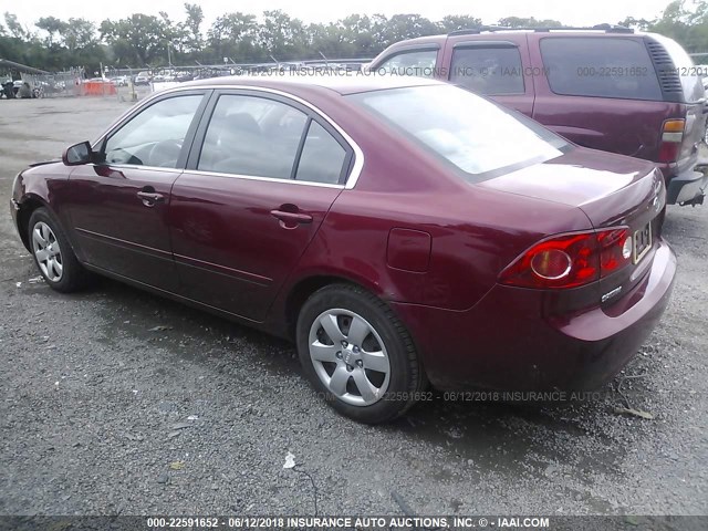 KNAGE123885212895 - 2008 KIA OPTIMA LX/EX BURGUNDY photo 3