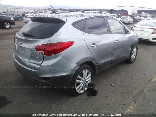 KM8JUCAC1CU541795 - 2012 HYUNDAI TUCSON GLS/LIMITED SILVER photo 4