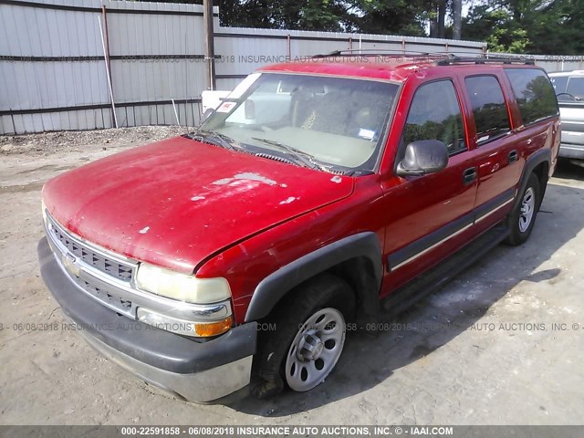 3GNFK16Z92G231288 - 2002 CHEVROLET SUBURBAN K1500 RED photo 2