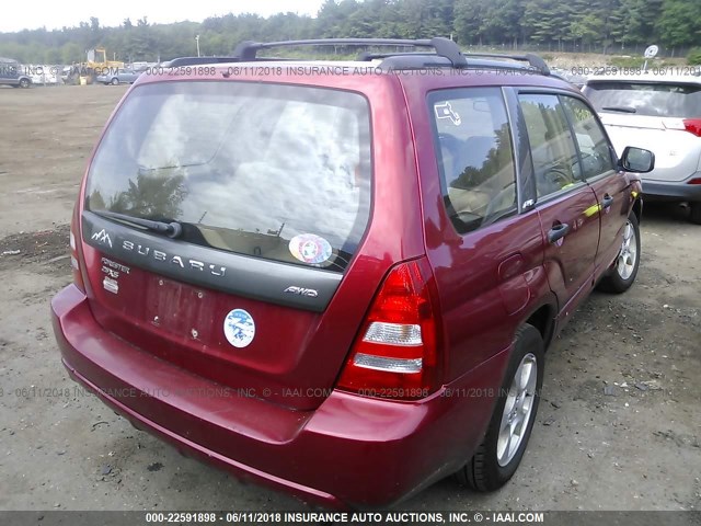 JF1SG65654H726356 - 2004 SUBARU FORESTER 2.5XS RED photo 4