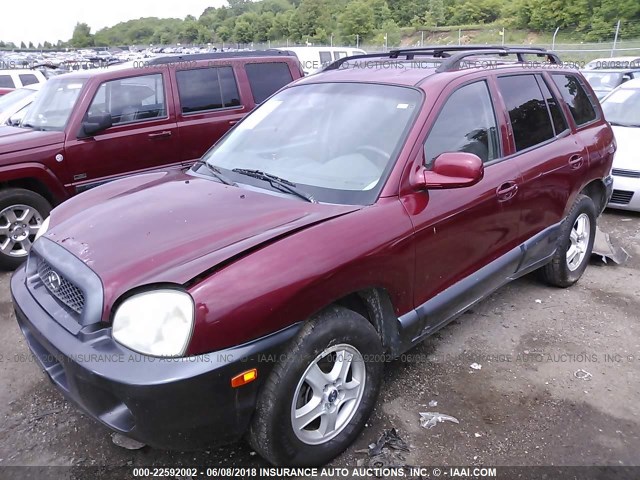 KM8SC13E04U622542 - 2004 HYUNDAI SANTA FE GLS/LX BURGUNDY photo 2