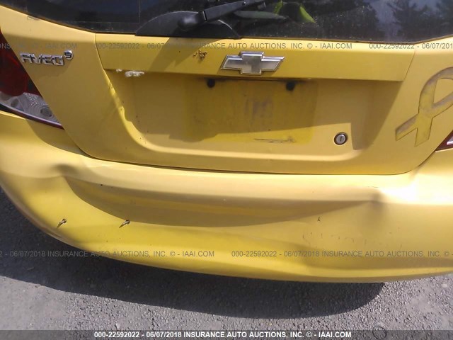 KL1TD66617B786011 - 2007 CHEVROLET AVEO LS YELLOW photo 6