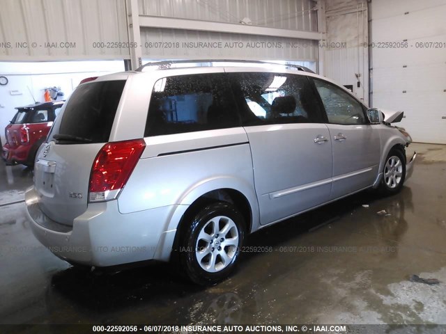 5N1BV28U88N117008 - 2008 NISSAN QUEST S/SE/SL SILVER photo 4