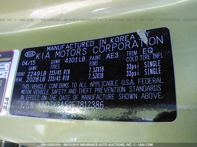 KNDJX3A53F7812386 - 2015 KIA SOUL ! GREEN photo 9