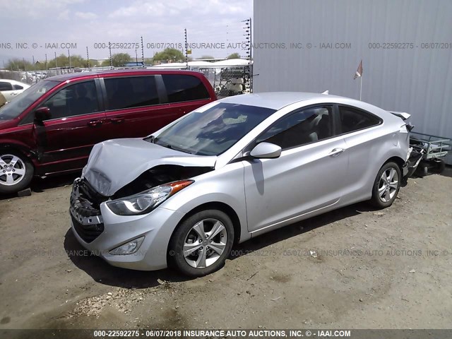 KMHDH6AE1DU010893 - 2013 HYUNDAI ELANTRA COUPE GS/SE SILVER photo 2