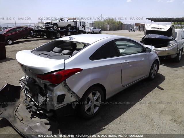 KMHDH6AE1DU010893 - 2013 HYUNDAI ELANTRA COUPE GS/SE SILVER photo 4