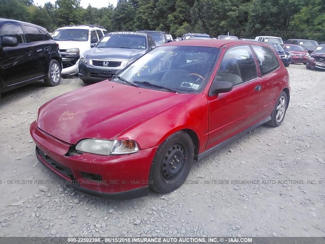 2HGEH2352RH505307 - 1994 HONDA CIVIC CX RED photo 2