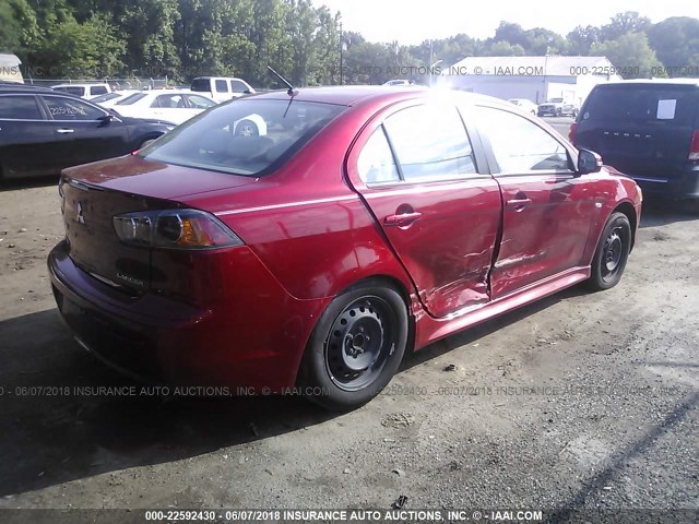 JA32U2FU6FU012088 - 2015 MITSUBISHI LANCER ES RED photo 4