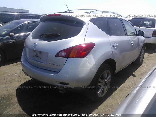 JN8AZ18W29W115190 - 2009 NISSAN MURANO S/SL/LE SILVER photo 4