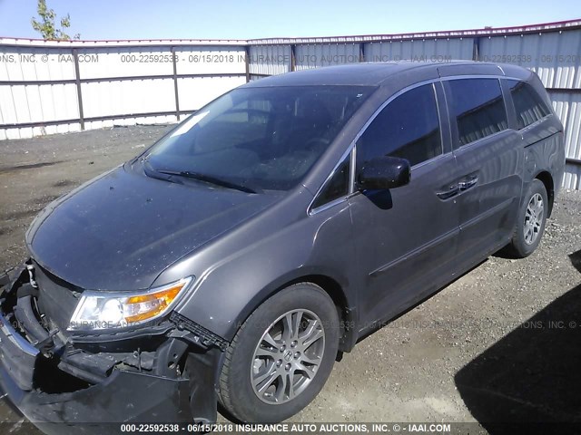 5FNRL5H61DB034864 - 2013 HONDA ODYSSEY EXL GRAY photo 2