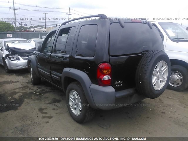 1J4GL48K54W319197 - 2004 JEEP LIBERTY SPORT BLACK photo 3