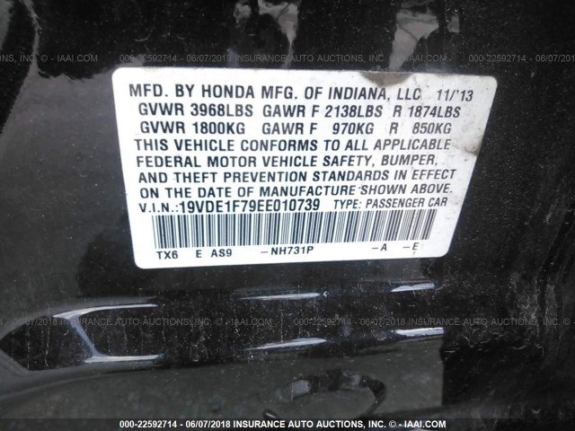 19VDE1F79EE010739 - 2014 ACURA ILX 20 TECH BLACK photo 9