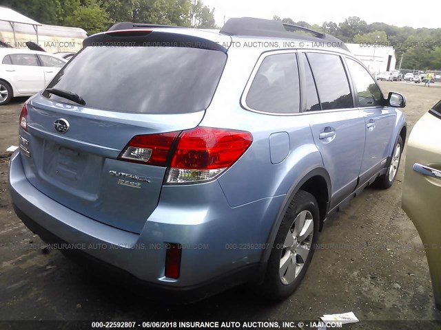 4S4BRBFC0A1360968 - 2010 SUBARU OUTBACK 2.5I PREMIUM Light Blue photo 4