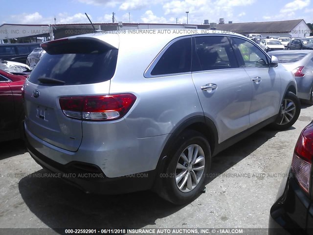 5XYPG4A33GG059543 - 2016 KIA SORENTO LX/L SILVER photo 4