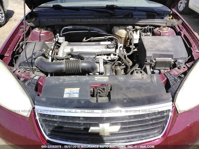 1G1ZS51F96F240020 - 2006 CHEVROLET MALIBU LS 栗色 照片 10