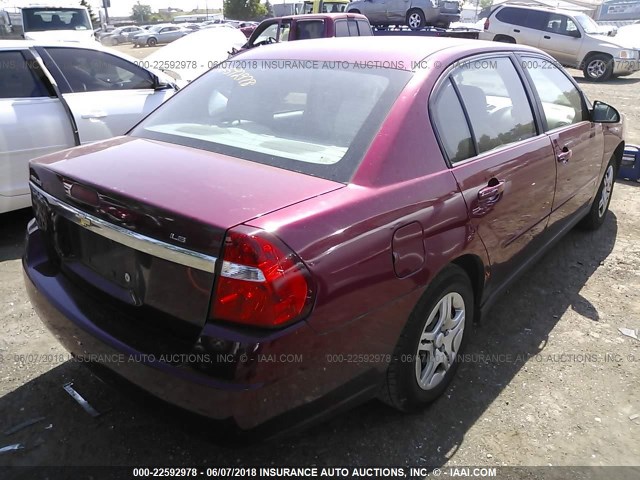 1G1ZS51F96F240020 - 2006 CHEVROLET MALIBU LS 栗色 照片 4