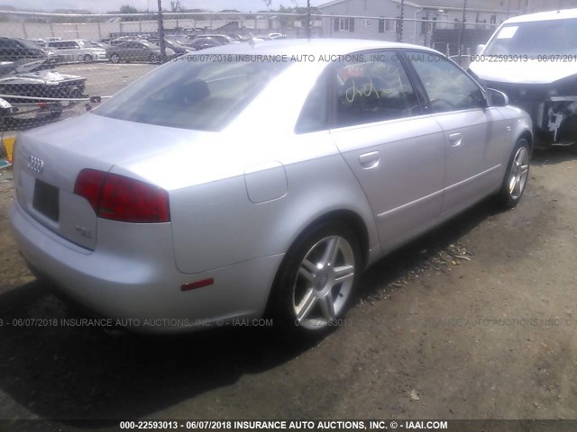 WAUDF78E47A128316 - 2007 AUDI A4 2.0T QUATTRO SILVER photo 4