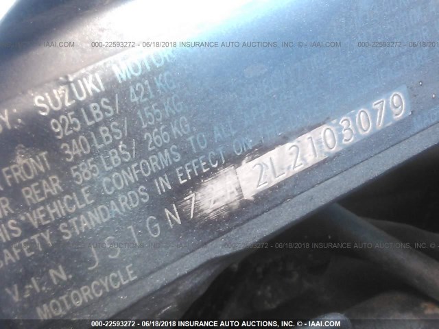 JS1GN72A2L2103079 - 1990 SUZUKI GSX600 F BLUE photo 10