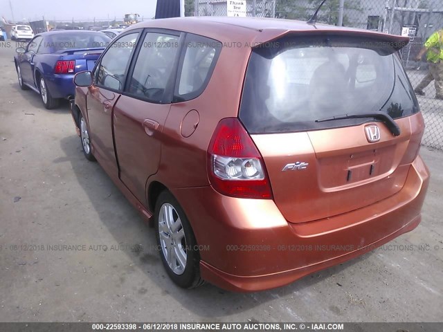 JHMGD386X8S003175 - 2008 HONDA FIT SPORT ORANGE photo 3