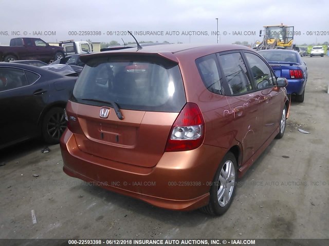 JHMGD386X8S003175 - 2008 HONDA FIT SPORT ORANGE photo 4