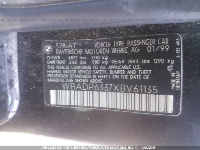 WBADP6337XBV61135 - 1999 BMW 528 IT AUTOMATIC Schwarz Foto 9