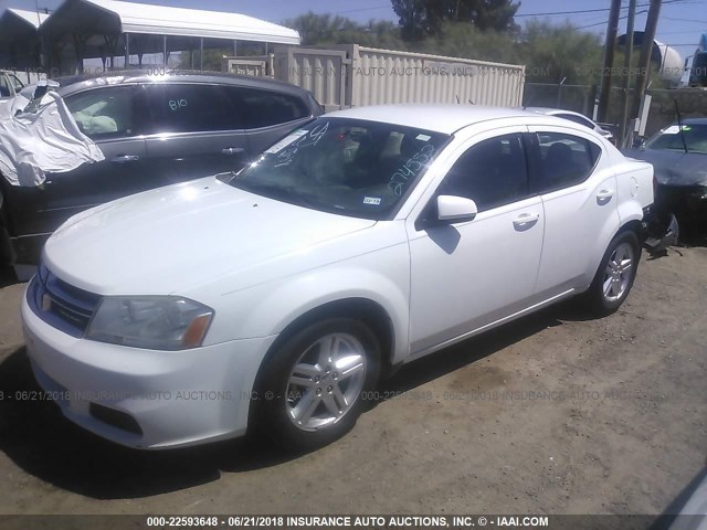 1C3CDZCB5CN274552 - 2012 DODGE AVENGER SXT WHITE photo 2