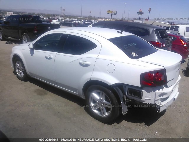1C3CDZCB5CN274552 - 2012 DODGE AVENGER SXT WHITE photo 3