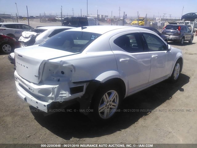 1C3CDZCB5CN274552 - 2012 DODGE AVENGER SXT WHITE photo 4