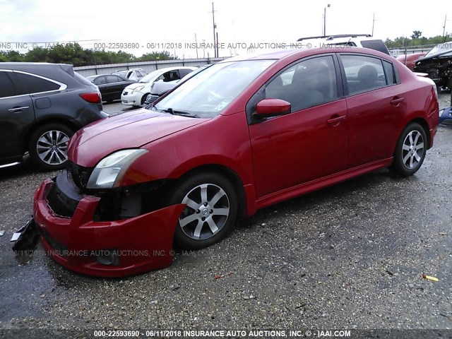 3N1AB6APXCL784839 - 2012 NISSAN SENTRA 2.0/2.0S/SR/2.0SL RED photo 2