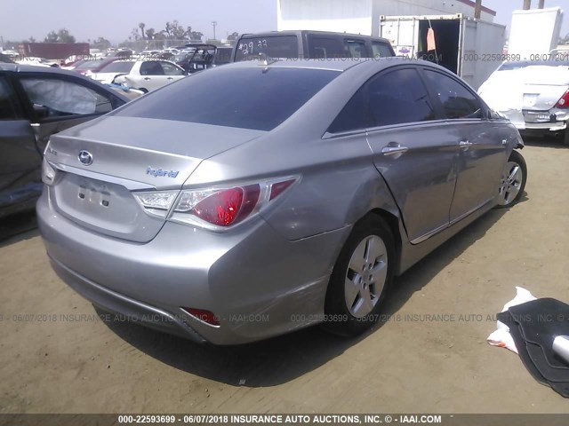 KMHEC4A42BA003710 - 2011 HYUNDAI SONATA HYBRID GRAY photo 4