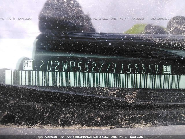 2G2WP552771153359 - 2007 PONTIAC GRAND PRIX GRAY photo 9