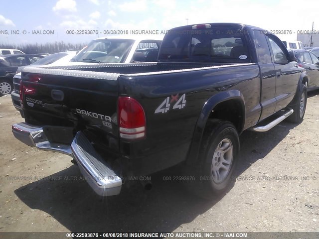 1D7HG42NX4S505722 - 2004 DODGE DAKOTA SLT BLACK photo 4