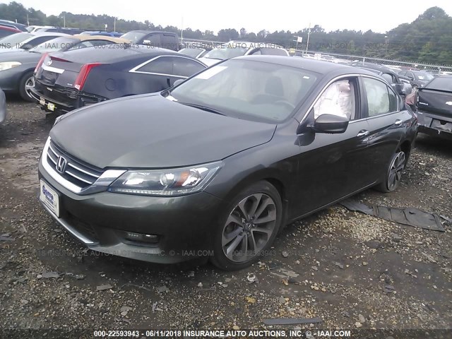 1HGCR2F51EA005034 - 2014 HONDA ACCORD SPORT GREEN photo 2