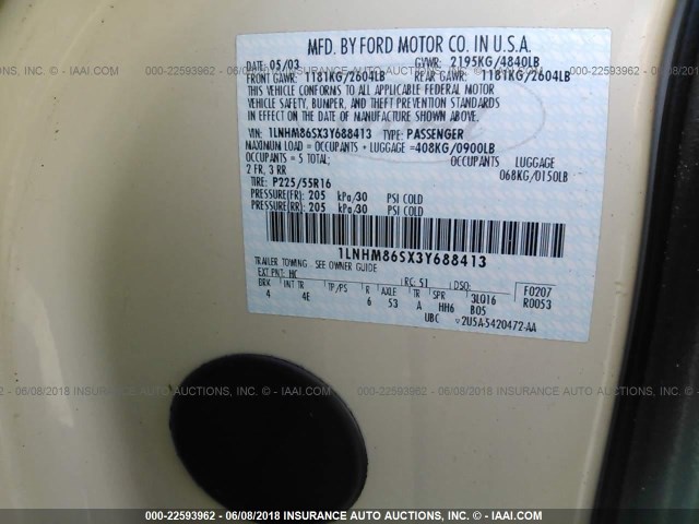 1LNHM86SX3Y688413 - 2003 LINCOLN LS 棕色 照片 9