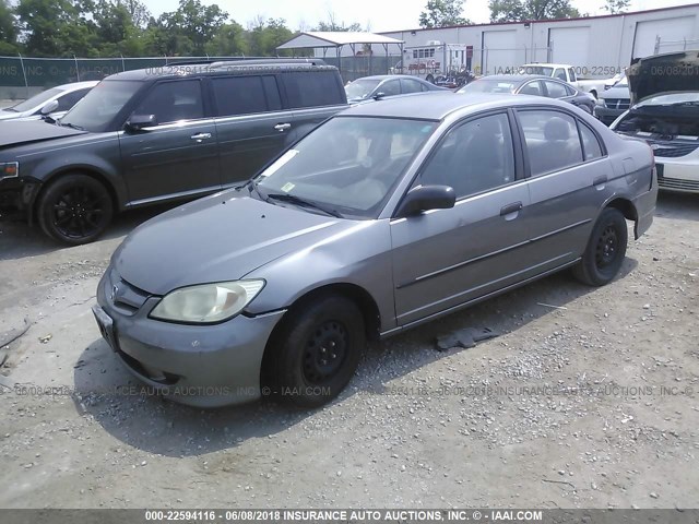 2HGES16385H558402 - 2005 HONDA CIVIC DX VP GRAY photo 2