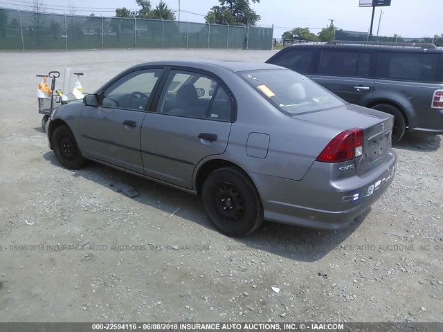 2HGES16385H558402 - 2005 HONDA CIVIC DX VP GRAY photo 3