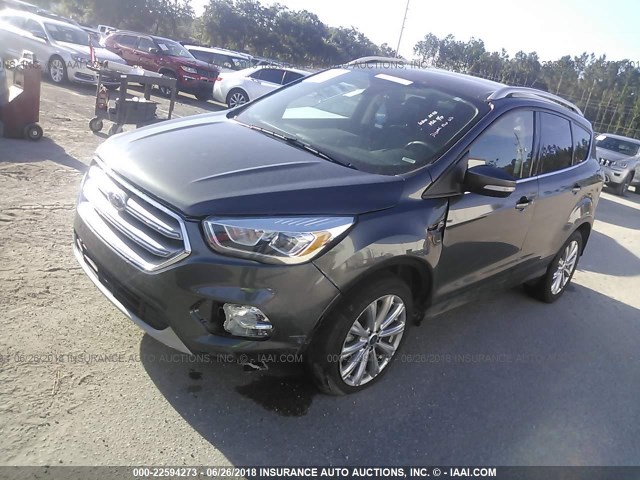 1FMCU9J90HUD45645 - 2017 FORD ESCAPE TITANIUM GRAY photo 2